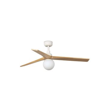 Netlighting Klim Medium Smart Ceiling Fan White Pine Blades E27 Light