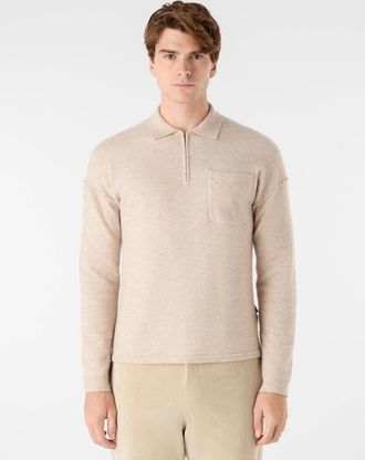 Oliver Sweeney Mens Oliver Sweeney Killala Mens Alpaca Wool Blend Quarter Zip Jumper - Biscotto - Tan - Size: 38
