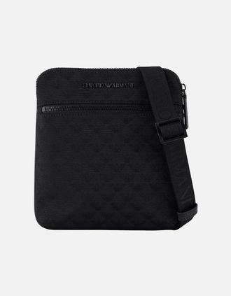 Emporio Armani Mens Allover Eagle Logo Black Shoulder Bag - Green - Size: ONE size