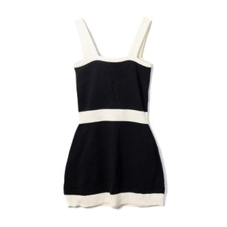 Viktor & Rolf Ribbed Knit Colorblock Dress - Black