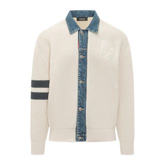 Dsquared2 Cardigans, male, White, Size: XL Knit Cardigan