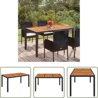 vidaXL vidaXL Polyrattan - Tavolo da Giardino Piano in Legno Nero 150x90x75 cm Polyrattan