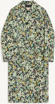 Valentino Valentino Single-Breasted Coat In Cotton Drill With Papier Floral Print
