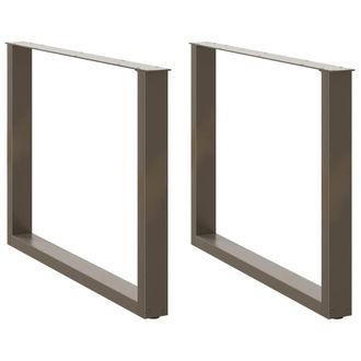 Berkfield Home Coffee Table Legs U-Shaped 2 pcs Natural Steel 100x(72-73) cm Steel in Brown