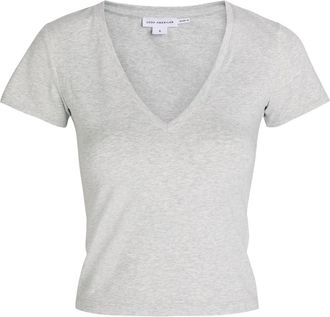 Good American V-neck Stretch-cotton T-shirt - Grey - Xxl (UK18 / Xxl)