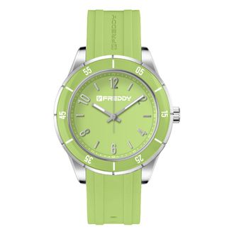 Freddy Orologio donna in silicone e ceramica verde e argento