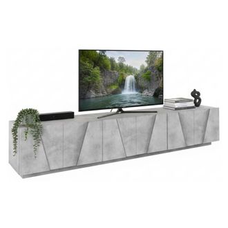 Dmora Dmora - Mueble De Televisi&oacute;n Dgil, Aparador Bajo Para Sal&oacute;n, Base Soporte Tv, 100% Made In Italy, Cm 244x44h46, Cemento Oscuro