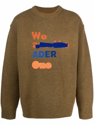 Ader Error logo-embroidered knitted jumper - men - Wool/Nylon - 1 - Brown