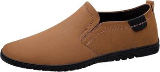 Generic Mens Suede Leather Slip On Driving Loafers Large Size Flat Casual Shoes Soft Cowhide Comfort Easy Wear Mens Flats for Daily Walking Work and Travel(Br