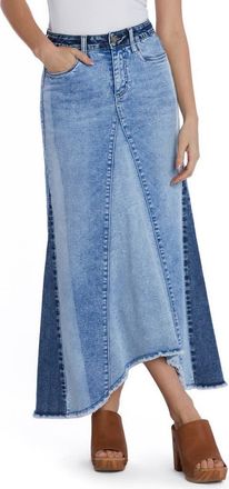 Wash Lab Denim Patchwork Denim Maxi Skirt in Patch Blues at Nordstrom, Size 27