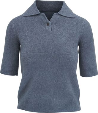 Vince bouclé polo shirt - women - Cashmere - S - Blue
