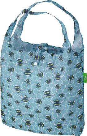Eco Chic Lightweight Foldable Reusable Shopping Bag Water Resistant Tote Bag (Bumble Bees Blue)