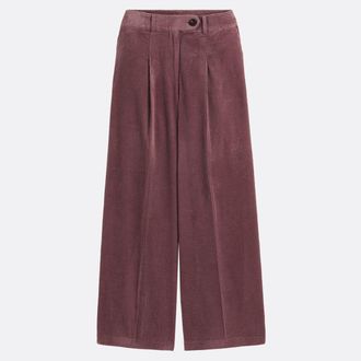 La Redoute Collections Wijde broek met plooien, hoge taille van ribfluweel