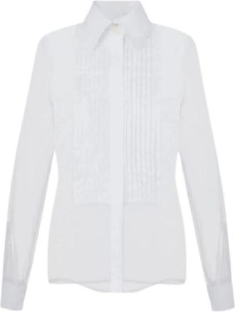 Elisabetta Franchi Shirt van organza en katoen - Dames - Overhemden - Wit - S - Katoen - Overhemden