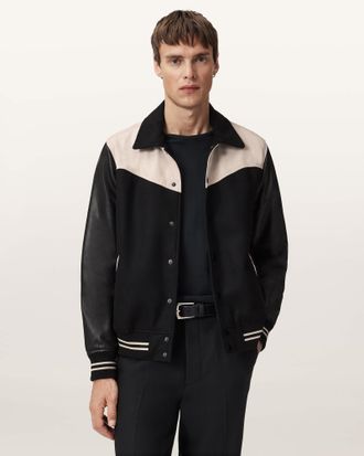 AllSaints Endleton Leather Bomber Jacket