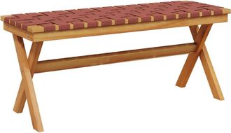 vidaXL Banco De Jard&iacute;n Madera Maciza De Acacia Y Tela Rojo Vidaxl