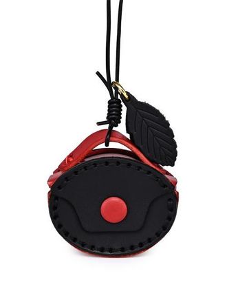 OLD TREND Oval Genuine Leather Two Tone Mini Charm in Black at Nordstrom