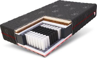 FDM Black max Materasso Matrimoniale 180x200 cm Alto 28 cm Materasso a Molle Insacchettate con Schiuma di Memoria Visco Lattice Cocò Grado di Rigidità H3