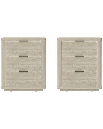 Manhattan Comfort Set Of 2 Evelyn Modern Nightstands With 6 Full Extension Drawers