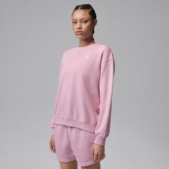 Nike Jordan Womens Jordan Brooklyn Fleece French Terry Crew-Neck Sweatshirt in Pink | HJ1353-676