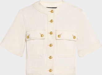 Veronica Beard Elias Short-Sleeve Denim Jacket