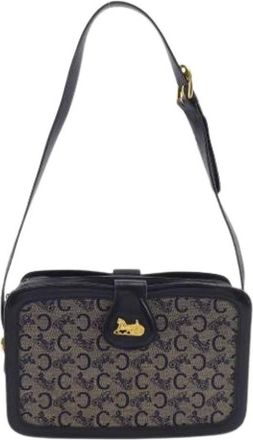 Celine Pre-owned Shoulder Bags, female, Blue, Size: ONE SIZE Pre-owned C Sangle Vintage Canvas Leather Shoulder Bag