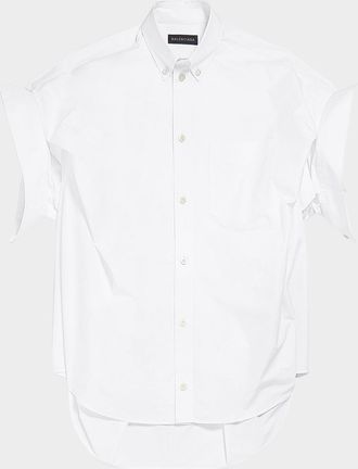 Balenciaga Tucked-Sleeve Button-Down Shirt