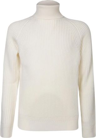 Zanone Witte Gebreide Kleding Hoge Kraag Lange Mouwen - Heren - Coltruien - Wit - 3XL - Truien & Vesten