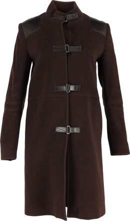 Joseph Joseph Pre-owned Womens leather-Trimmed Coat in Brown Wool - Mocha - Size Medium