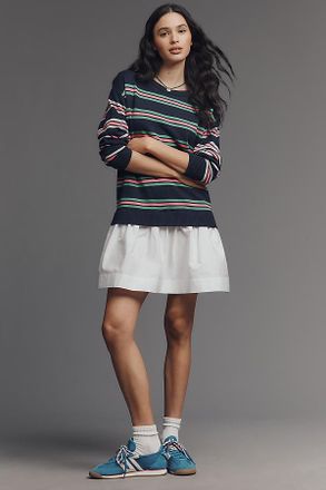 Maeve Twofer Long-Sleeve Drop-Waist Mini Dress