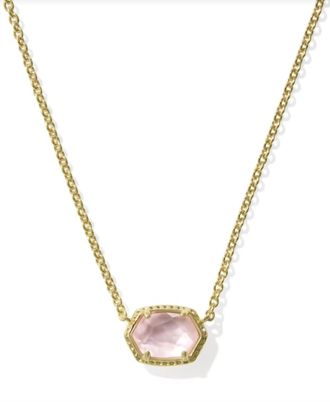Kendra Scott Womens Daphne Frame Short Pendant Necklace In Gold Light Pink Mother Of Pearl