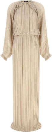 Fabiana Filippi Lange Geplooide Avondjurk - Dames - Avondkleed - Beige - S - Kleedjes