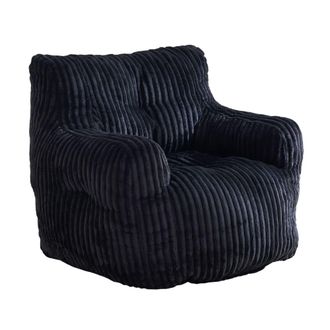 Urban Meuble Puf gigante de pera en pana con espuma viscoel&aacute;stica, Negro