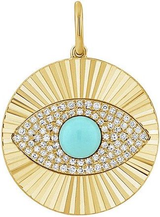 Sabrina Designs 14K 0.76 Ct. Tw. Diamond & Turquoise Charm Pendant