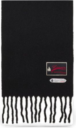 Lanvin Black Subtle Fringed Silk Nylon Scarf