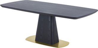 Vente-Unique Mesa de comedor para 8 personas con chapado de fresno y metal - Negro y dorado - DYLORA