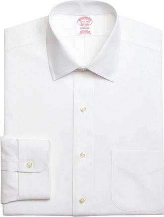 Brooks Brothers Regular Fit Non-Iron Supima Oxford Pinpoint Overhemd met Ainsley Kraag - Heren - Zakelijke Overhemden - Wit - XS - Katoen - Overhemden
