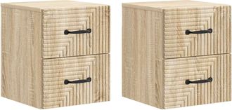 vidaXL Mesita De Noche De Pared 2 Uds. Roble Sonoma 34,5 X 33 X 40 Cm Vidaxl
