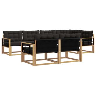 vidaXL Conjunto De Sof&aacute;s De Exterior Con Coj&iacute;n 7 Pcs Blanco Y Negro Vidaxl