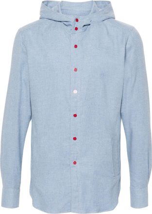 Kiton hooded gingham-check shirt - men - Cotton - S - Blue