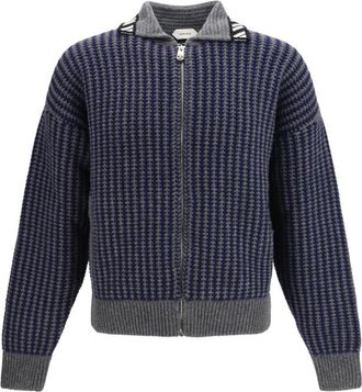 Versace Blue Knitted Zip-Up Cardigan