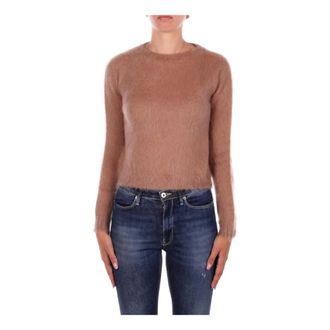 Max Mara Round-neck Knitwear, female, Brown, S, Camel Jumper Mohair Wool Blend