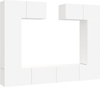 vidaXL Set De Muebles Para Tv 6 Piezas Madera Contrachapada Blanco Vidaxl