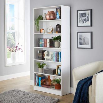 Home Source Industries Home Source - Deep White Bookcase Display Shelf Compact Storage Unit Living Room Furniture
