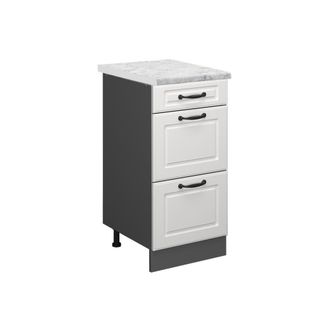 Vicco Mueble Bajo De Cocina R-line, Blanco Casa De Campo, 40 Cm Et M&aacute;rmol