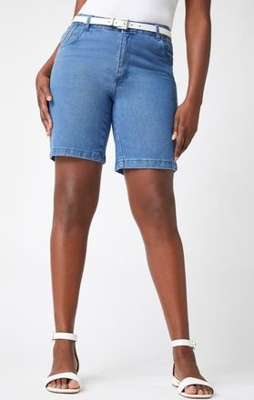 Jessica London Classic Cotton Denim Shorts in Indigo at Nordstrom, Size 24