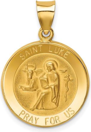 Diamond2Deal 14k Yellow Gold Polished and Satin St Luke Medal Hollow Pendant