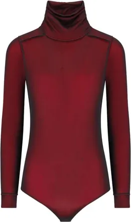 Maison Margiela Tops, Dames, Rood, S, Jersey Bodysuit in Viscosestof