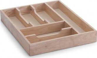 ZELLER Bandeja Para Cubiertos En Madera Natural Marr&oacute;n, 6 Compartimentos