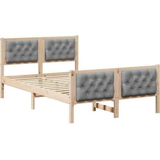 vidaXL Bed Frame Light Grey 135 x 190 cm Solid Pine Wood vidaXL